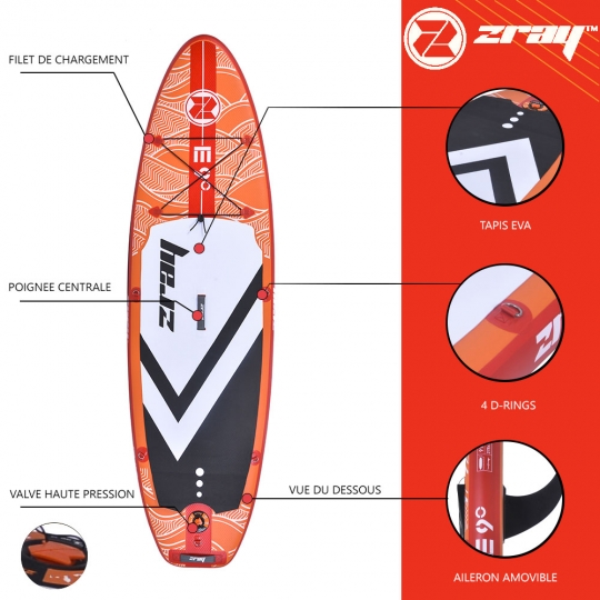 SUP stand up paddle Zray Evasion E9 9' 2020 planche gonflable pas cher